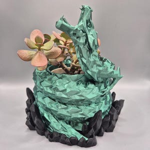 Crystal Dragon självbevattnande kruka – Unik fantasiväxtkruka för inomhusbruk med matchande uppsamlingsbricka