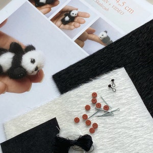 Miyako DIY KIT toy panda, mini panda sewing KIT, Tiny Panda pattern, how to make panda, craft kits for adults, craft kits for kids image 2