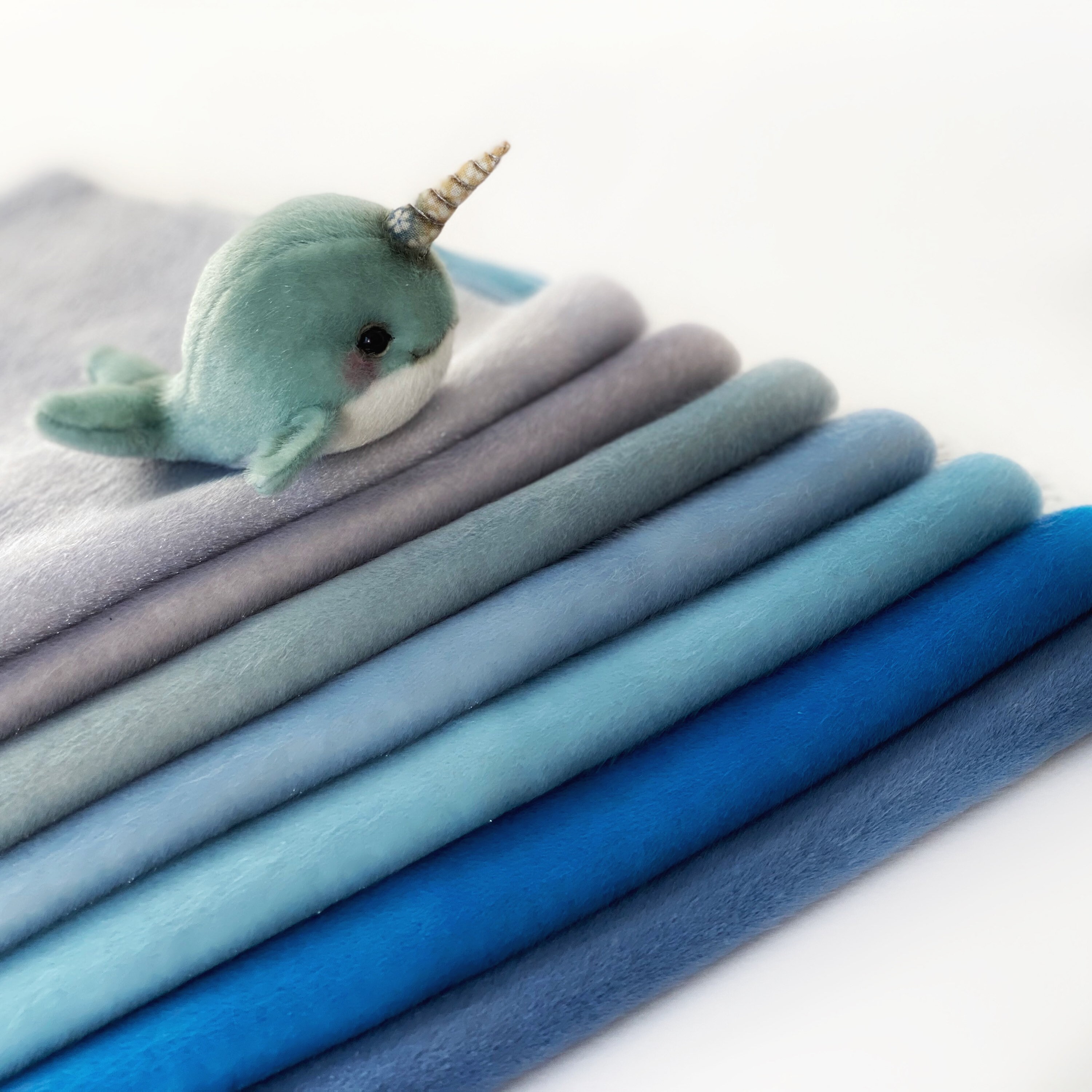 Ninelle Narwhal Colors Lux Extra long pile mini teddy bear fabric, te…