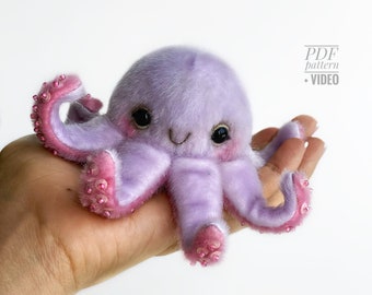 Octopus PDF sewing pattern Video tutorial DIY stuffed toy pattern kids toy pattern easy to sew gift for creative friend Bestseller