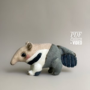 Anteater PDF sewing pattern Video tutorial DIY stuffed toy pattern DIY toy kids toy pattern easy to sew for beginners TSminibears