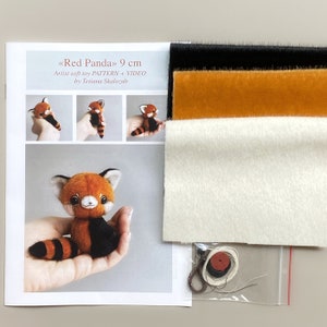 Red Panda Sewing KIT, red panda pattern, stuffed toy tutorials, stuffed animal pattern, craft kits for adults, craft kits for kids image 2