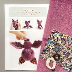 Bat Sewing KIT, artist pattern, stuffed toy bat, cute bat tutorials, craft kits for adults, craft kits for kids image 2