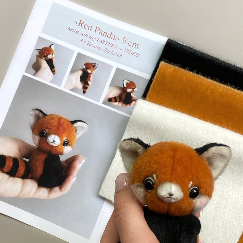 Red Panda Sewing KIT, red panda pattern, stuffed toy tutorials, stuffed animal pattern, craft kits for adults, craft kits for kids image 3