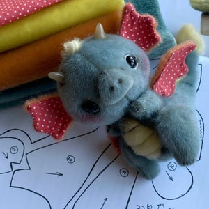 Dragon Sewing KIT, artist pattern, stuffed toy tutorials, soft animal, craft kits for adults, craft kits for kids image 10