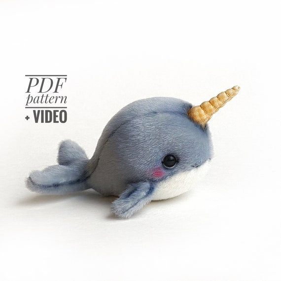 Narwhal PDF Sewing Pattern Video Tutorial Unicorn Fish Whale DIY
