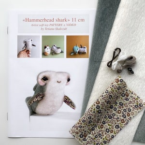 Hammerhead Shark - Sewing KIT,  artist pattern, stuffed toy tutorials, craft kits for adults, craft kits for kids