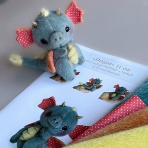 Dragon Sewing KIT, artist pattern, stuffed toy tutorials, soft animal, craft kits for adults, craft kits for kids image 4