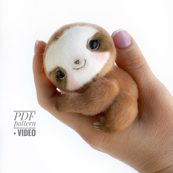 Sloth - PDF sewing pattern Video tutorial DIY stuffed toy pattern DIY sloth toy pattern for adults easy to sew for beginners TSminibears