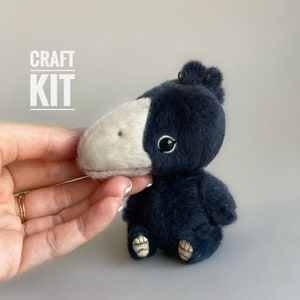 Crow bird - Sewing KIT,  artist pattern, stuffed toy tutorials, softie animal, craft kits for adults, craft kits for kids