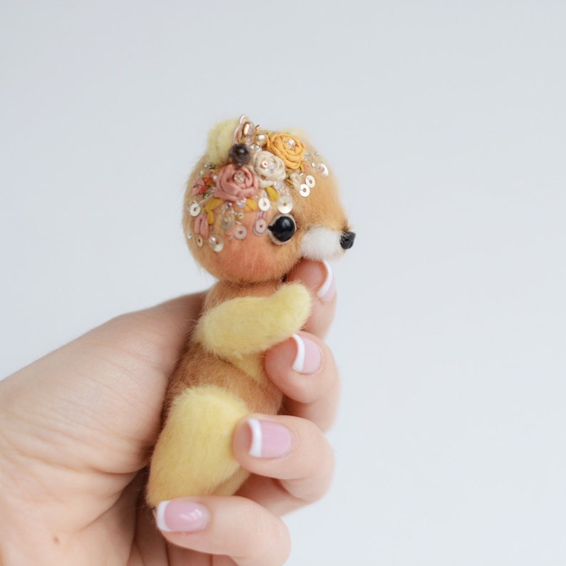 Artist Miniature Teddy Bear cub Lover Gift Doll Silk Embroidered Stuffed Animal Christmas Gift For Boyfriend By TSminibears. Agathe Bear