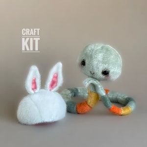 Snake Cobra - Sewing KIT,  artist pattern, stuffed toy tutorials, softie animal, craft kits for adults, craft kits for kids