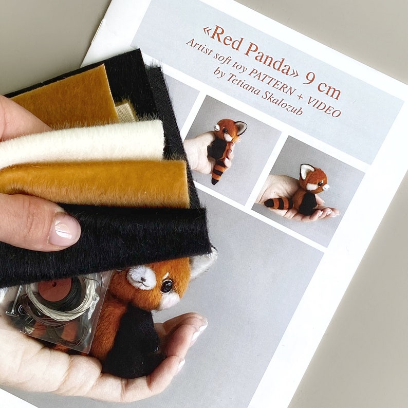Red Panda Sewing KIT, red panda pattern, stuffed toy tutorials, stuffed animal pattern, craft kits for adults, craft kits for kids image 9