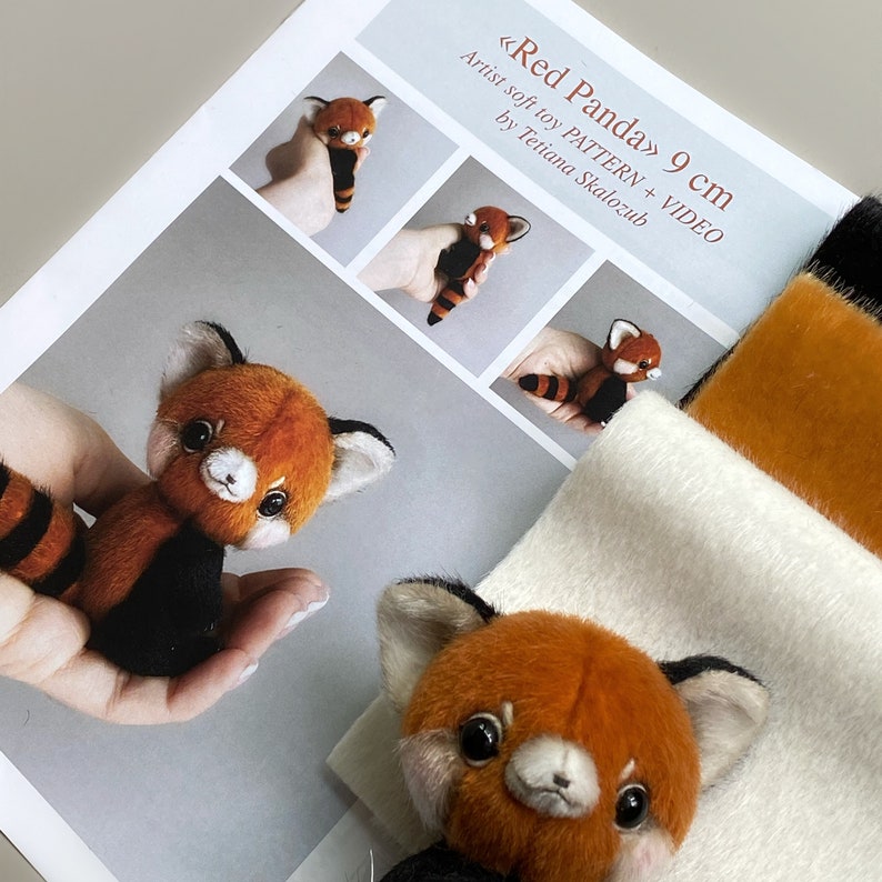 Red Panda Sewing KIT, red panda pattern, stuffed toy tutorials, stuffed animal pattern, craft kits for adults, craft kits for kids image 4