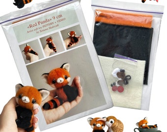 Red Panda - Sewing KIT, red panda pattern, stuffed toy tutorials,  stuffed animal pattern, craft kits for adults, craft kits for kids