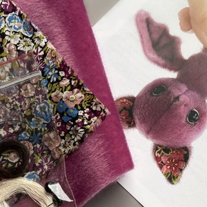 Bat Sewing KIT, artist pattern, stuffed toy bat, cute bat tutorials, craft kits for adults, craft kits for kids image 5