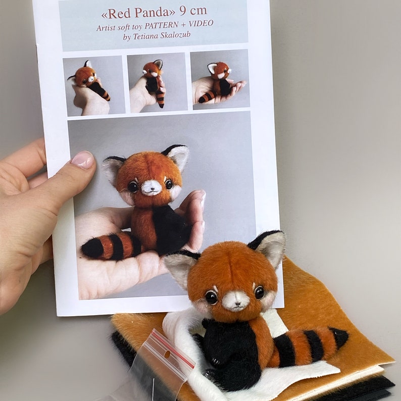 Red Panda Sewing KIT, red panda pattern, stuffed toy tutorials, stuffed animal pattern, craft kits for adults, craft kits for kids image 8