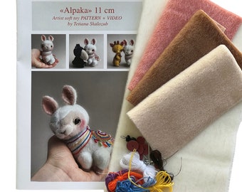 Alpaca - Sewing KIT, stuffed toy alpaka diy, gift for creative person, lama sewing pattern, how to make a toy, Christmas toy on the tree