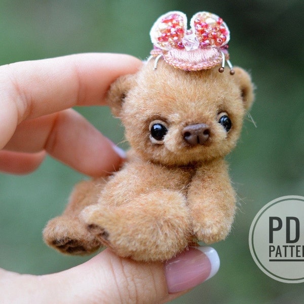 Sewing PATTERN PDF miniature teddy bear, by Tatiana Scalozub, how to make teddy bear step by step,  diy miniature teddy bear