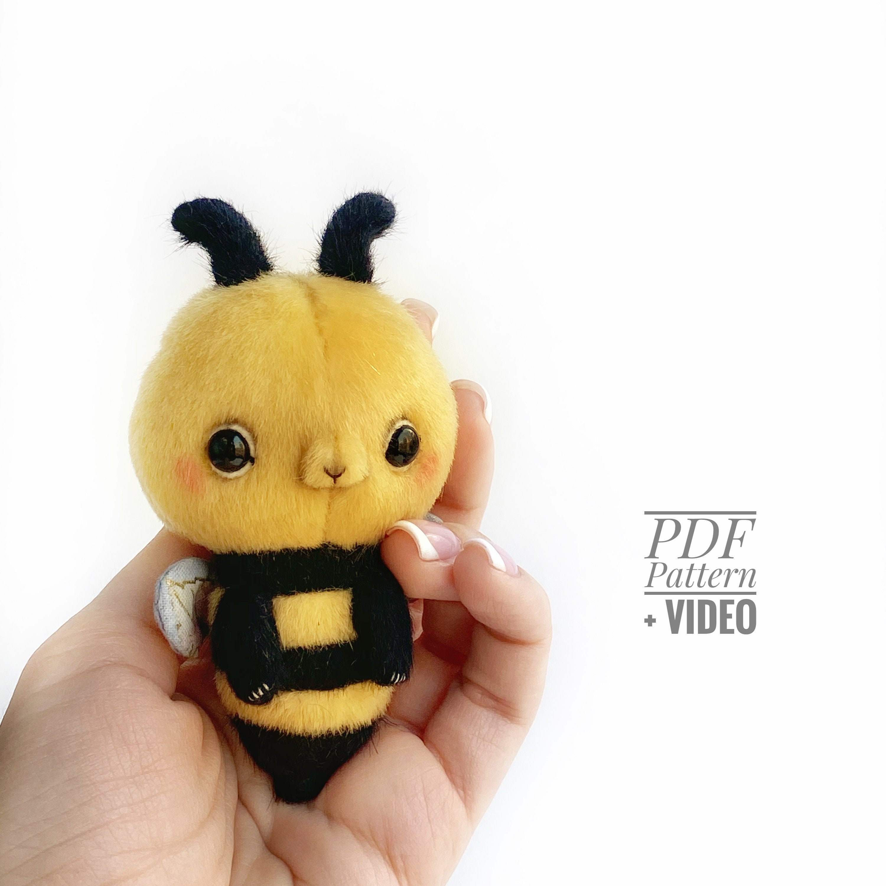 Bee PDF Sewing Pattern Video Tutorial DIY Stuffed Toy Pattern DIY