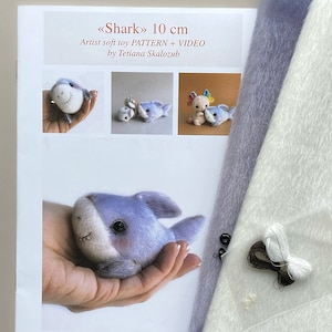 Shark - Sewing KIT,  artist pattern, stuffed toy tutorials, sea animal, whale, craft kits for adults, craft kits for kids