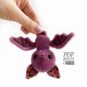 Bat PDF sewing pattern Video tutorial stuffed toy pattern kids toy pattern easy to sew for beginners TSminibears Bestseller image 1