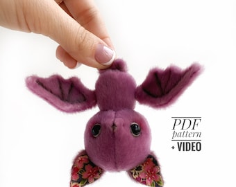 Patrón de costura de murciélago en PDF Video tutorial patrón de peluche patrón de juguete para niños fácil de coser para principiantes TSminibears Bestseller