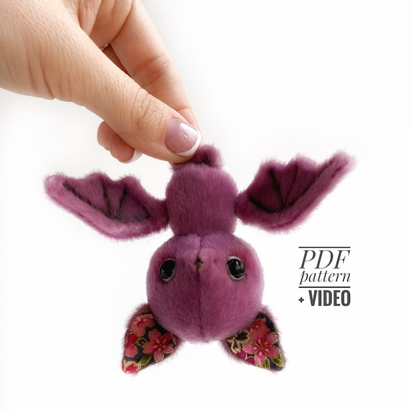 Bat PDF sewing pattern Video tutorial stuffed toy pattern  kids toy pattern easy to sew for beginners TSminibears Bestseller