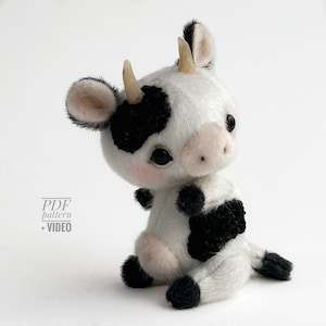 Cow - PDF sewing pattern,  artist pattern, stuffed toy tutorials, soft animal, soft toy diy craft kit for adults  gift by TSminibears