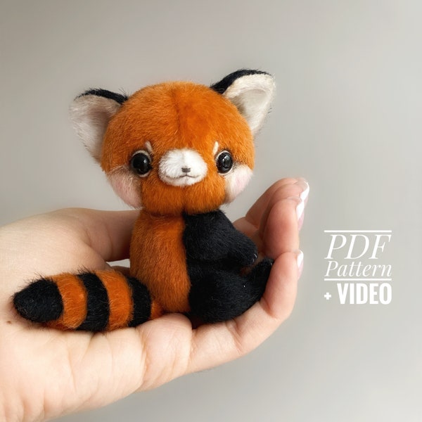 Patron de couture PDF Panda rouge, tutoriel vidéo, modèle de jouet en peluche bricolage jouet bricolage, modèle de téléchargement instantané, motif rouge softie par TSminibears