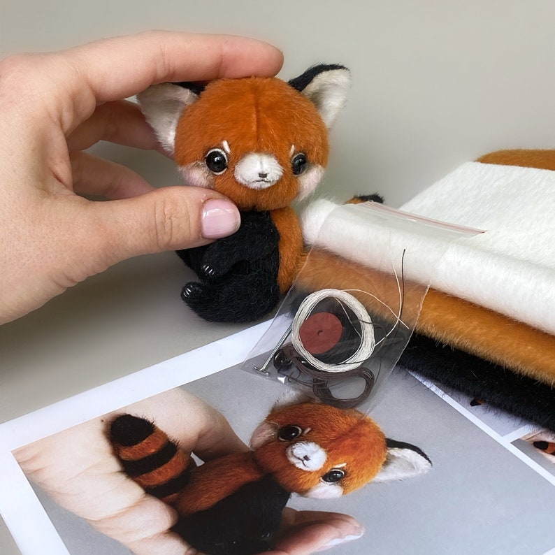 Red Panda Sewing KIT, red panda pattern, stuffed toy tutorials, stuffed animal pattern, craft kits for adults, craft kits for kids image 6