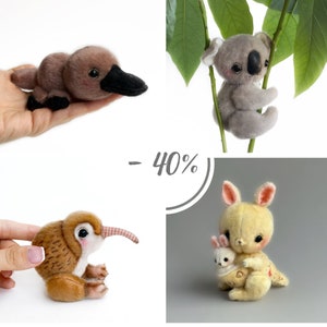 4 in 1 PATTERN Australia animals Koala Kiwi Bird Kangaroo Platypus PDF sewing patterns Video tutorial DIY stuffed toy pattern easy to sew