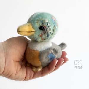 Wild Duck PDF sewing pattern, Video tutorial DIY stuffed toy pattern kids Bestseller easy to sew gift for creative friend