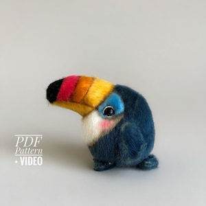 Toucan PDF sewing pattern Video tutorial DIY stuffed toy pattern DIY bird toy kids toy pattern easy to sew for adults TSminibears