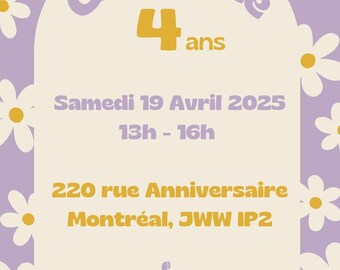 Invitation anniversaire Marguerite