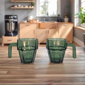 Vasos de vidrio vintage John Lewis Cactus, color verde oscuro, apilables, 2 vasos