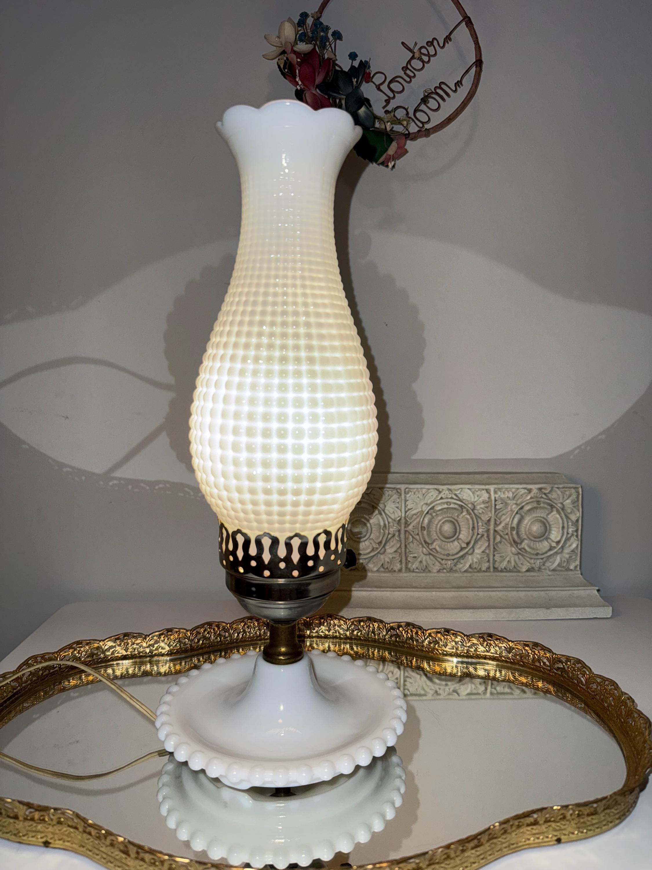 Best HD Pictures about  Vintage Milk Glass Lamp  with No AI Images