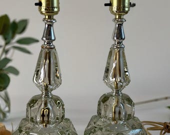 Small vintage clear glass lamp boudoir lamp or vanity lamp