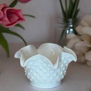 Vintage Hobnail MilkGlass Dish Bowl - Vintage Milk Glass