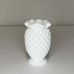 Vintage Fenton Hobnail Milk Glass Vase