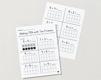 Fiche d'exercices pour Fabriquer un DIX avec dix cadres : calculs pour la maternelle (téléchargement numérique)