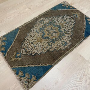 1.8x3.2ft, Small Brown rug, Vintage mini rug, Turkish rug, Antique rug, Boho rug, Ethnic rug, Oushak rug, Wool rug, Doormat, Kitchen rug