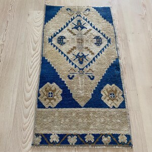 1.3x2.5 ft, Turkish rug, Vintage mini rug, Antique rug, Ethnic rug, Oushak rug, Small Brown rug, Wool rug, Doormat, Bath rug, Boho decor rug