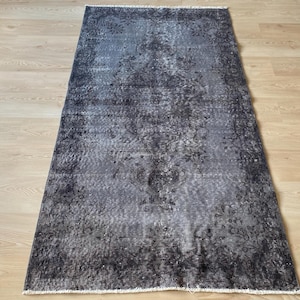 3.6x6.7ft, Large Turkish rug, Vintage rug, Overdyed rug, Black Area rug, Bohemian rug, Wool rug, Oushak rug, Living room rug, Boho decor rug