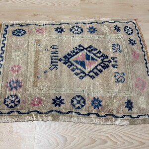 1.7x2.4ft, Brown rug, Small Turkish rug, Vintage rug, Ethnic rug, Antique rug, Rustic rug, Soft rug, Oushak Wool rug, Doormat, Entryway rug