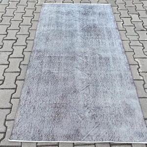 Turkish Area rug, Vintage rug, Muted rug, Distressed rug, Black rug, Bohemian rug, Oushak rug, Living room rug, Boho Wool rug, 3.6x6.7ft
