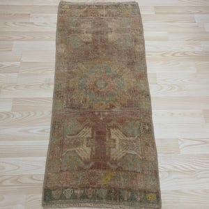 1.5x3.3ft, Small Purple rug, Turkish mini rug, Tribal rug, Vintage rug, Bohemian rug, Pale rug, Oushak rug, Wool rug, Doormat rug, Bath rug