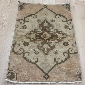 1.7x2.4ft, Turkish rug, Vintage rug, Mini rug, Small Brown rug, Ethnic rug, Bohemian rug, Oushak Wool rug, Doormat rug, Bath rug, Boho rug