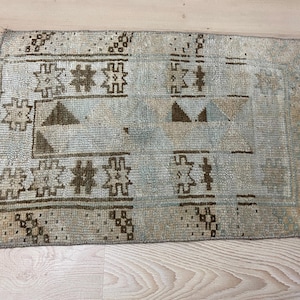 1.4x2ft, Small Turkish rug, Vintage rug, Brown rug, Antique rug, Ethnic rug, Pastel rug, Bohemian rug, Oushak Wool rug, Doormat, Kitchen rug