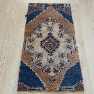 1.5x2.8ft, Turkish rug, Small Vintage rug, Brown rug, Bohemian rug, Handmade rug, Oushak Wool rug, Doormat rug, Kitchen rug, Boho decor rug